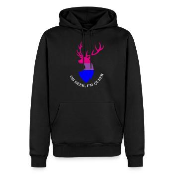 Oh Deer I'm Queer product, LGBT Tee, Bisexual - Sweat à capuche Premium bio Homme - noir - Devant - Nico (187cm)