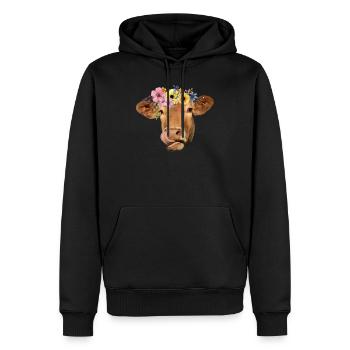 Jolie conception de festival d'amour de paix de vache hippie - Sweat à capuche Premium bio Homme - noir - Devant - Nico (187cm)