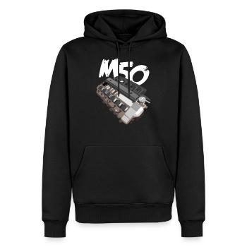 M50 Engine Moteur Tuning E36 E30 Hobby Légende - Sweat à capuche Premium bio Homme - noir - Devant - Nico (187cm)