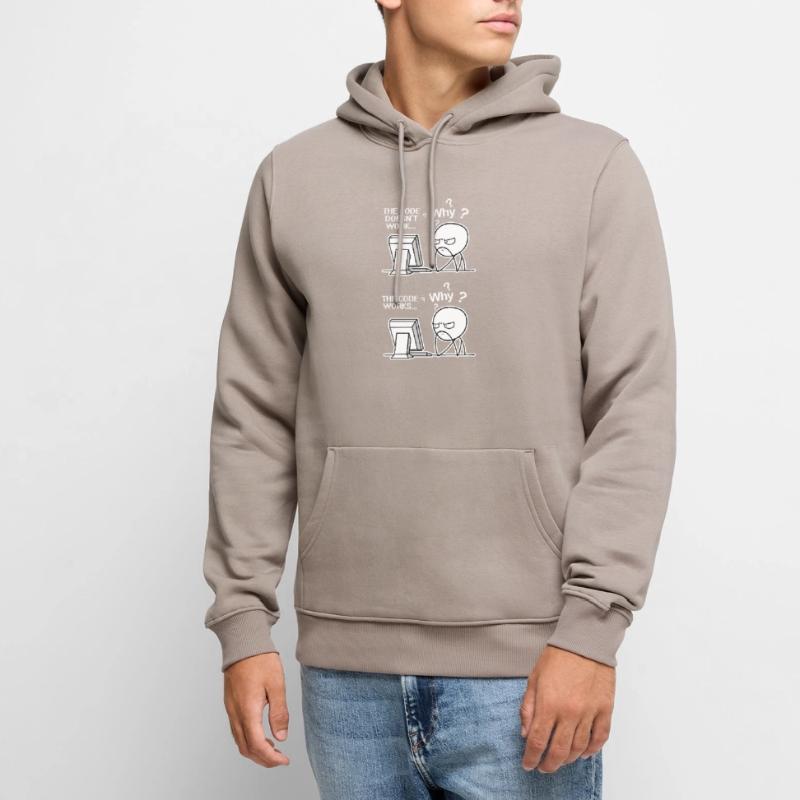 Lustiger Programmierer-Code funktioniert, warum Meme Männer Premium Bio Hoodie