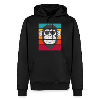 MONKEY SUNGLASSES VINTAGE - Sweat à capuche Premium bio Homme - noir - Devant - Nico (187cm)