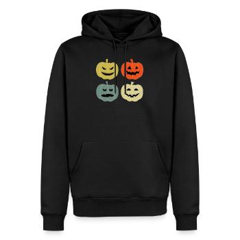 Citrouille lanterne Monstre Halloween - Sweat à capuche Premium bio Homme - noir - Devant - Nico (187cm)