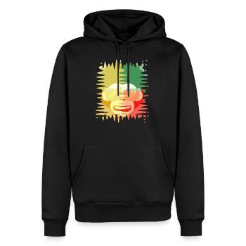 MONKEY VINTAGE AFRO SUNGLASSES REGGAE - Sweat à capuche Premium bio Homme - noir - Devant - Nico (187cm)
