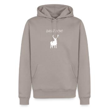 Bayerischer Spruch Basst Scho für - Männer Premium Bio Hoodie - Taupe - Vorne - Nico (187cm)