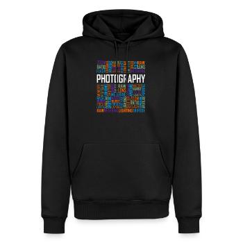 Fotografie Wörter - Männer Premium Bio Hoodie - Schwarz - Vorne - Nico (187cm)