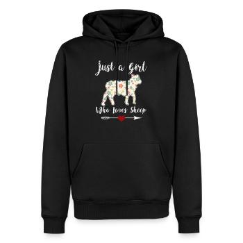 JUSTE UNE FILLE WHO LOVES SHEEP - Sweat à capuche Premium bio Homme - noir - Devant - Nico (187cm)