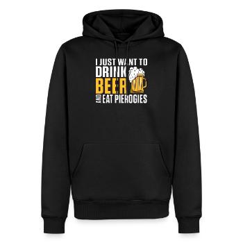 Je veux juste boire de la bière et manger des pierogies Polska - Sweat à capuche Premium bio Homme - noir - Devant - Nico (187cm)