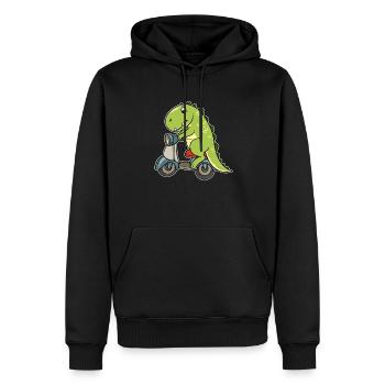 Cyclomoteur cyclomoteur dino dinosaure à deux roues - Sweat à capuche Premium bio Homme - noir - Devant - Nico (187cm)