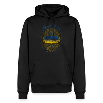Ukraine - Männer Premium Bio Hoodie - Schwarz - Vorne - Nico (187cm)