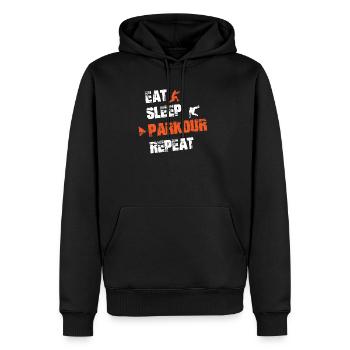 Eat Sleep Parkour Repeat Essen Schlafen Parkour - Männer Premium Bio Hoodie - Schwarz - Vorne - Nico (187cm)