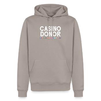 Casino Donor Gambling Chips - Men’s Premium Organic Hoodie - taupe - Front - Nico (187cm)