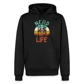 NERD LIFE ALPACA - Sweat à capuche Premium bio Homme - noir - Devant - Nico (187cm)