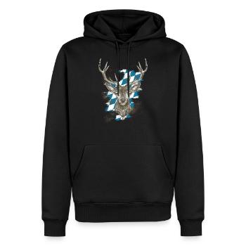 - Bayrisches Original Hirsch Bayern - Männer Premium Bio Hoodie - Schwarz - Vorne - Nico (187cm)