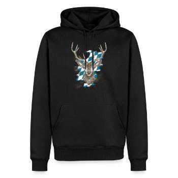 - Bayrisches Original Hirsch Bayern - Männer Premium Bio Hoodie - Schwarz - Vorne - Nico (187cm)
