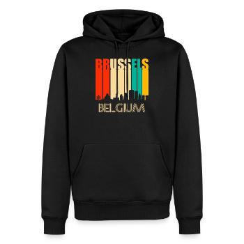 Brüssel - Männer Premium Bio Hoodie - Schwarz - Vorne - Nico (187cm)