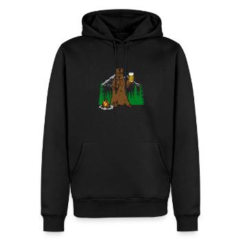 Bear with beer camp fire camping gift - Men’s Premium Organic Hoodie - black - Front - Nico (187cm)