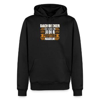 Dachdecker - Ich kann in jeder Position nageln! - Männer Premium Bio Hoodie - Schwarz - Vorne - Nico (187cm)