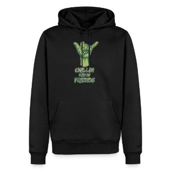 Cadeau d'amis apocalypse Halloween main zombie - Sweat à capuche Premium bio Homme - noir - Devant - Nico (187cm)