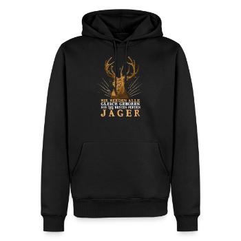 Die Besten Werden Jäger Lustiger Jagd Spruch - Männer Premium Bio Hoodie - Schwarz - Vorne - Nico (187cm)