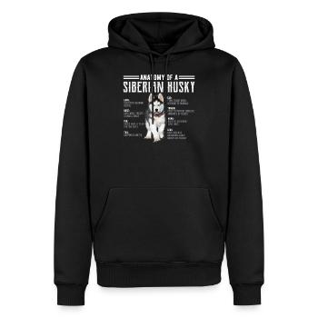 Anatomie d'un t-shirt pour fans de chiens de Sibérie à imprimé Husky - Sweat à capuche Premium bio Homme - noir - Devant - Nico (187cm)