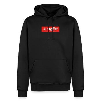 Junglist Drum and Bass Designs - Männer Premium Bio Hoodie - Schwarz - Vorne - Nico (187cm)