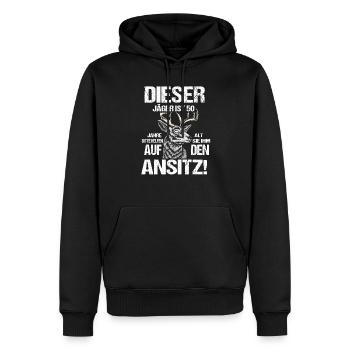 Jäger 50 Geburtstag Lustiger Spruch - Männer Premium Bio Hoodie - Schwarz - Vorne - Nico (187cm)