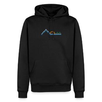 Berge Sonnenuntergang Linien Geschenk - Männer Premium Bio Hoodie - Schwarz - Vorne - Nico (187cm)