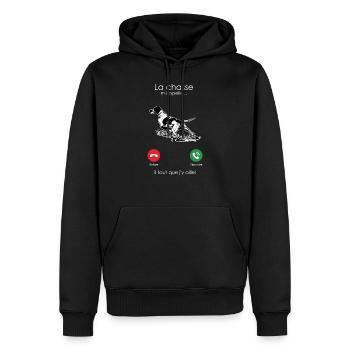 La chasse m'appelle [Meilleur Compagnon] - Sweat à capuche Premium bio Homme - noir - Devant - Nico (187cm)