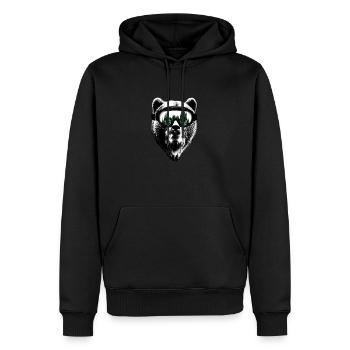 Bär mit Schnee Brille im Wald Geschenk - Männer Premium Bio Hoodie - Schwarz - Vorne - Nico (187cm)