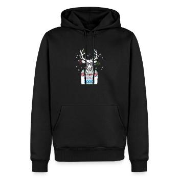 Hipster Hirsch mit Brille Weihnachten Geschenk - Männer Premium Bio Hoodie - Schwarz - Vorne - Nico (187cm)