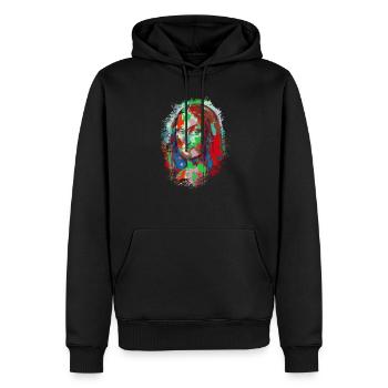 Poppy Mona Lisa design Leonardo da Vinci - Sweat à capuche Premium bio Homme - noir - Devant - Nico (187cm)