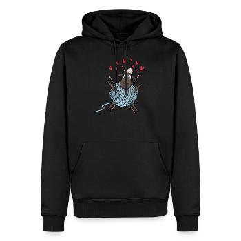 Nähen & Näherin Stricken Häckeln Schaf Motiv - Männer Premium Bio Hoodie - Schwarz - Vorne - Nico (187cm)