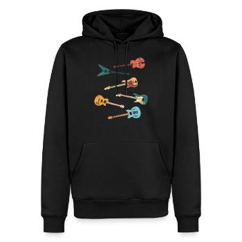 Vintage Distressed Look Classic Guitar Design - Men’s Premium Organic Hoodie - black - Front - Nico (187cm)
