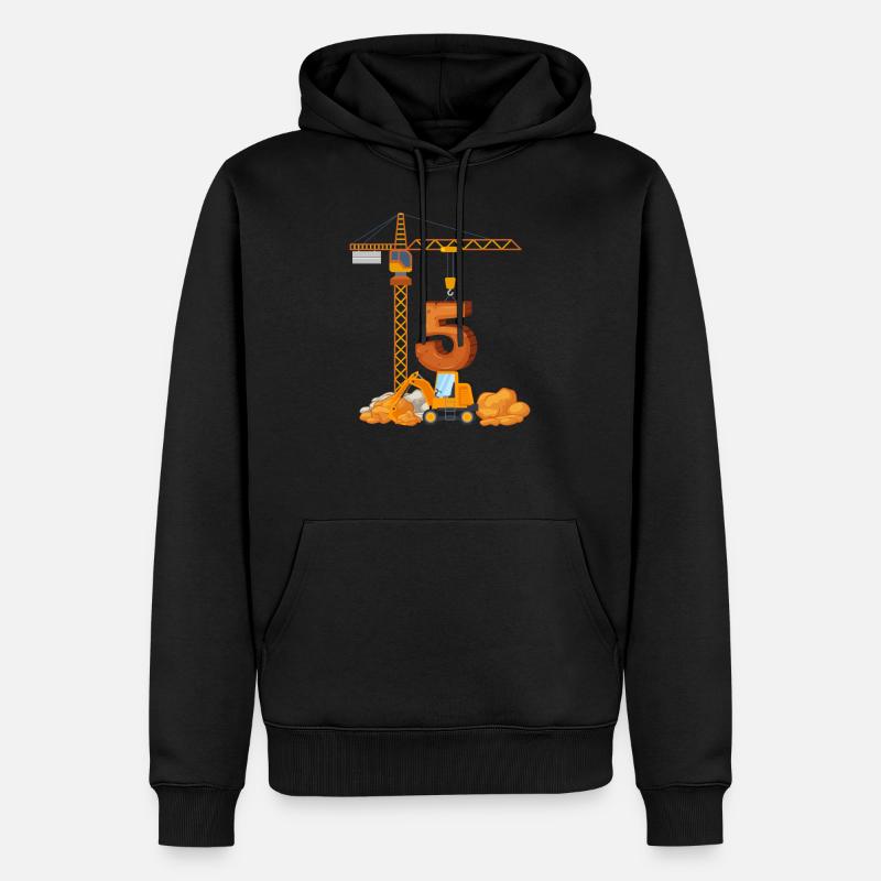 Bagger Geburtstagsgeschenk 5 Jahre Baustelle - Männer Premium Bio Hoodie - Schwarz