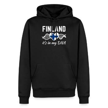 La Finlande est dans mon ADN - Sweat à capuche Premium bio Homme - noir - Devant - Nico (187cm)