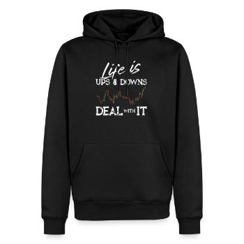 Daytrader motivation Stock Forex cadeau commercial - Sweat à capuche Premium bio Homme - noir - Devant - Nico (187cm)