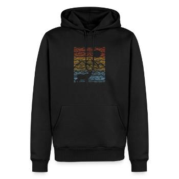 Retro Vintage Hirsch Berge Geschenk - Männer Premium Bio Hoodie - Schwarz - Vorne - Nico (187cm)