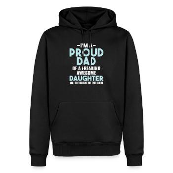 Ich bin ein stolzer Vater einer verdammt tollen Tochter - Männer Premium Bio Hoodie - Schwarz - Vorne - Nico (187cm)
