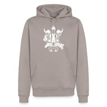 Drôle Baphomet Vintage Cartoon style années 30 - Sweat à capuche Premium bio Homme - taupe - Devant - Nico (187cm)