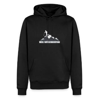 I wü Schifoan - Männer Premium Bio Hoodie - Schwarz - Vorne - Nico (187cm)