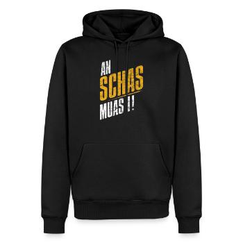 An Schas muas I! - Männer Premium Bio Hoodie - Schwarz - Vorne - Nico (187cm)