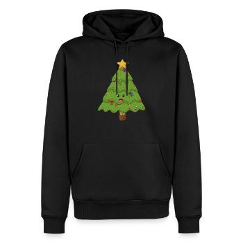 Arbre de Noël amusant avec cadeau star-deco - Sweat à capuche Premium bio Homme - noir - Devant - Nico (187cm)