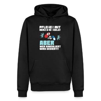 Pflege mit Herz - Altenpfleger Krankenpfleger - Männer Premium Bio Hoodie - Schwarz - Vorne - Nico (187cm)