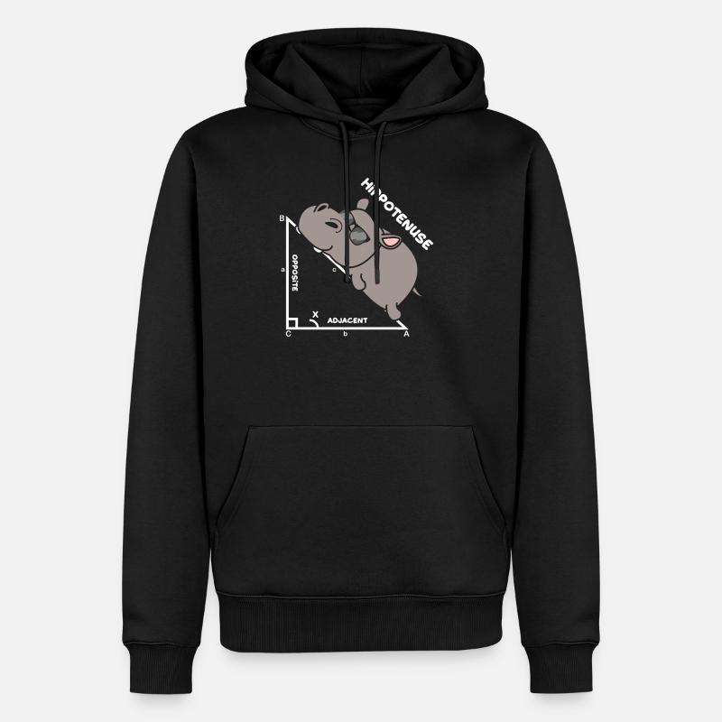 Hypoténuse Hippo Hippopotame Géométrie mathématique - Sweat à capuche Premium bio Homme - noir