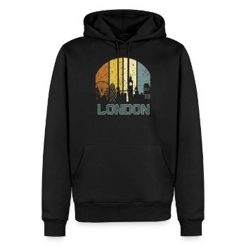 70s Retro Style Fun London City Geschenkidee Grafik - Männer Premium Bio Hoodie - Schwarz - Vorne - Nico (187cm)