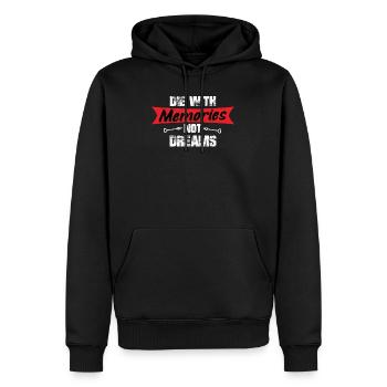 Mourir avec des souvenirs, pas avec des rêves - Sweat à capuche Premium bio Homme - noir - Devant - Nico (187cm)
