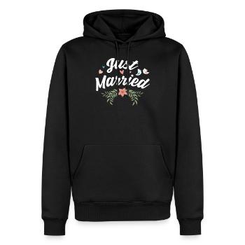 Just Married Newlywed Gift Design Married Life - Men’s Premium Organic Hoodie - black - Front - Nico (187cm)