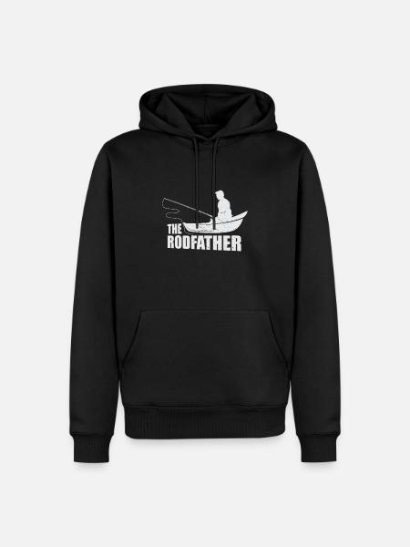 Rodfather Funny Fishing Boat Fish Faith Gift - Men’s Premium Organic Hoodie - black