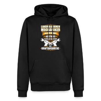 Lustiges Landmaschinenmechaniker Bei Der Arbeit - Männer Premium Bio Hoodie - Schwarz - Vorne - Nico (187cm)