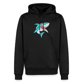 Hai - Männer Premium Bio Hoodie - Schwarz - Vorne - Nico (187cm)